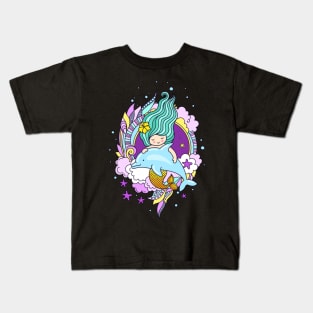 Cute Happy Mermaid Lover - Girly Cute Funny Design Kids T-Shirt